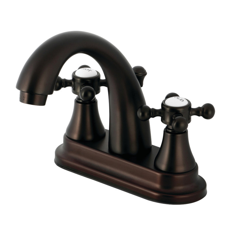 Kingston Brass English Country Two-Handle 3-Hole Deck Mount 4" Centerset Bathroom Faucet with Brass Pop-Up, Oil Rubbed Bronze