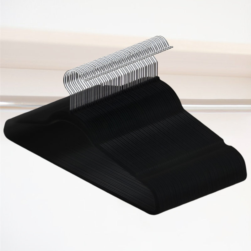 Cintres en velours de qualité supérieure, cintres en feutre moelleux antidérapants, cintres robustes durables et cintres de costume, cintres robustes peu encombrants (paquet de 40, noir)