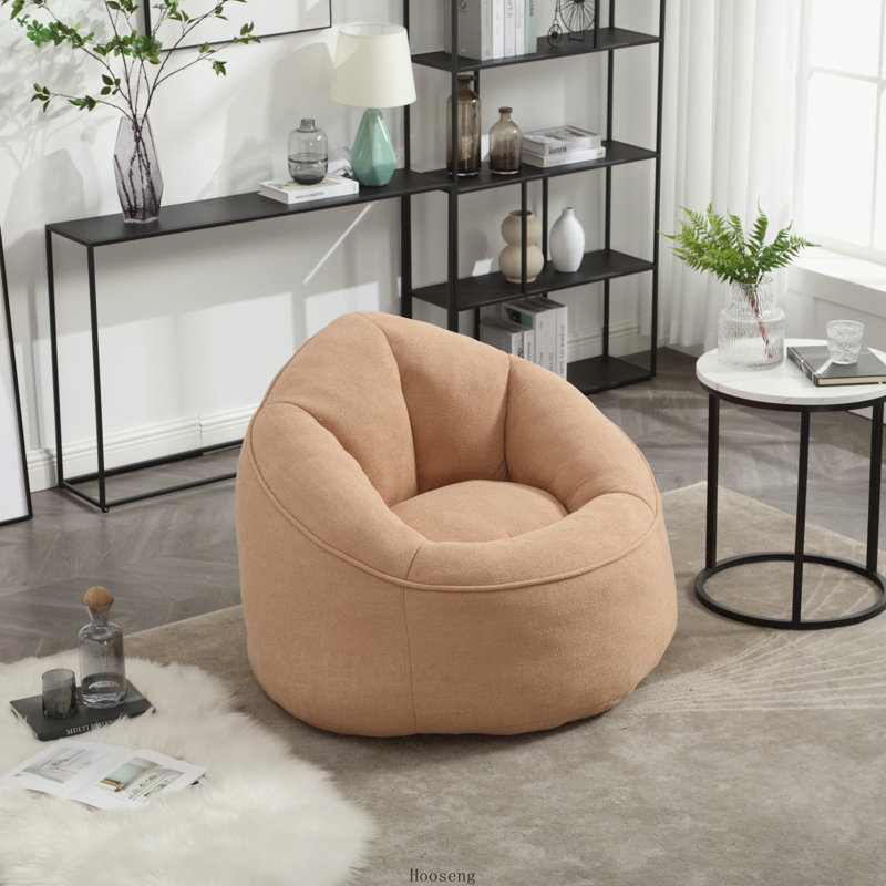 Pouf-canapé avec rembourrage en mousse haute pression et repose-pieds, Microfibre brun clair