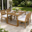 Ensemble de salle à manger d'extérieur en bois d'acacia pour 4 personnes avec chaises rembourrées