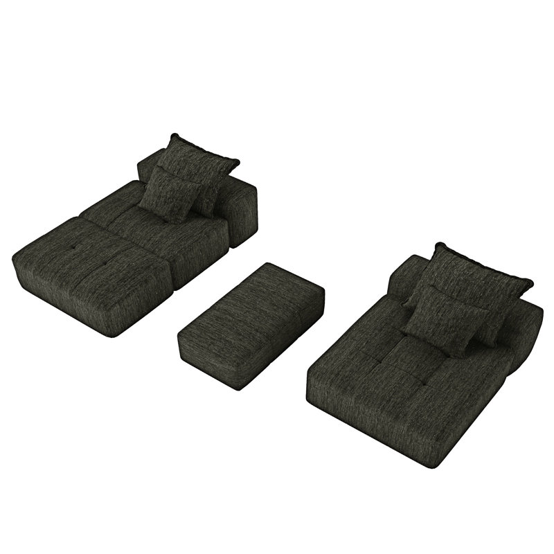 Canapé modulaire modulaire avec repose-pieds, Noir