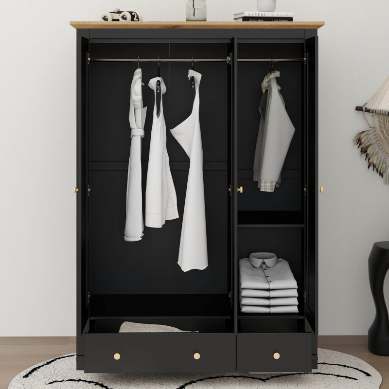 Garde-robe 3 portes avec 3 portes et 2 tiroirs