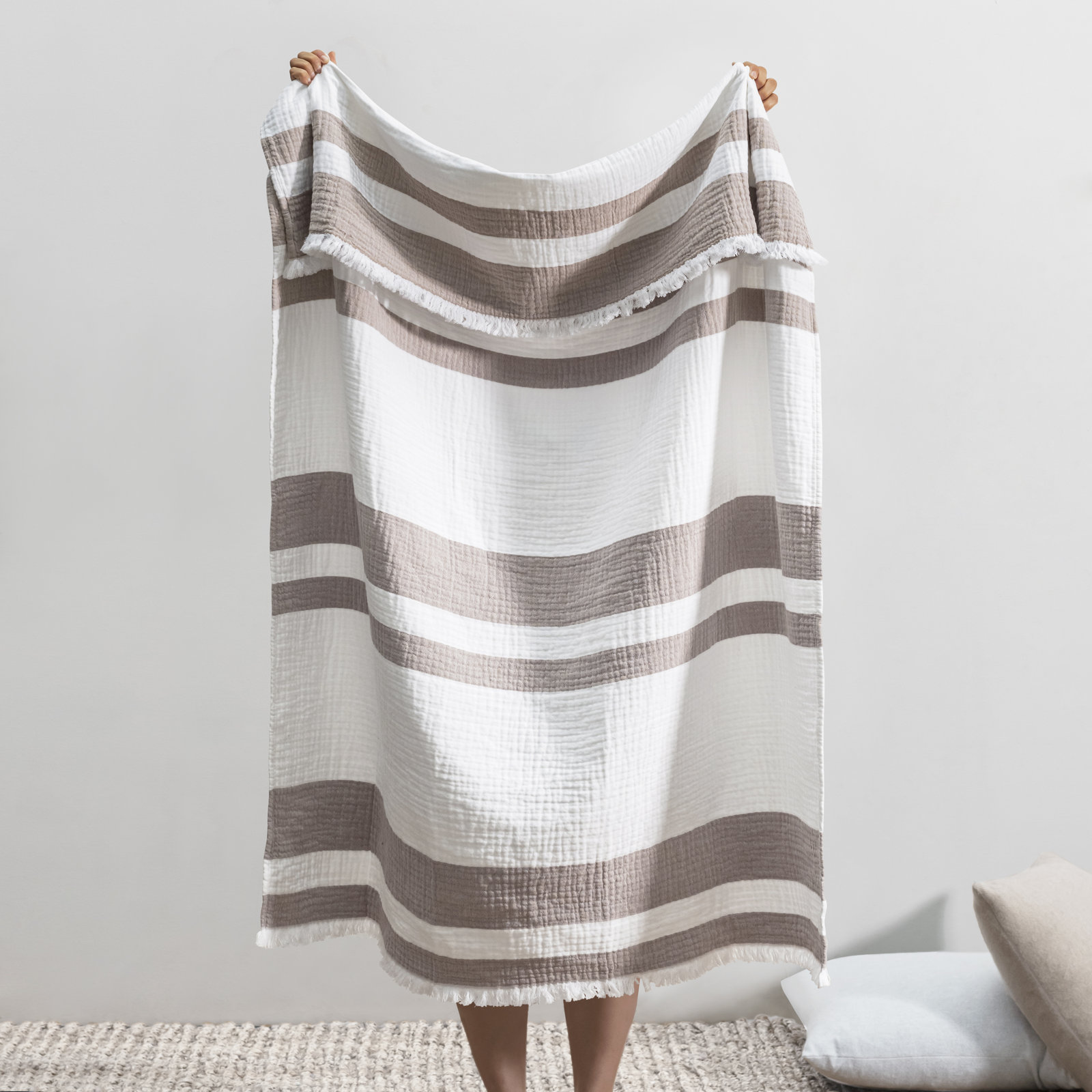 San Marino Cotton Throw Blanket, Taupe