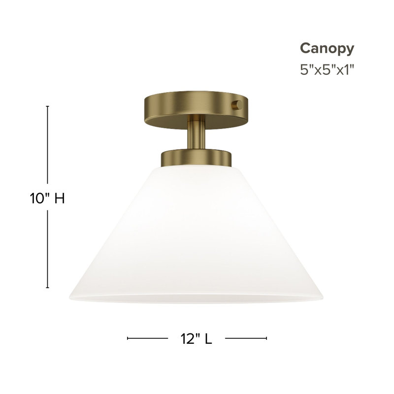 Wynridge Plug & Play 1-Light Semi Flush Mount in Transitional and Modern Style-9.57 Inches Tall and 12 Inches Wide