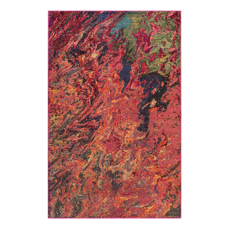 Ansela Washable Abstract Indoor Rug, Rectangle 5'3" x 8'