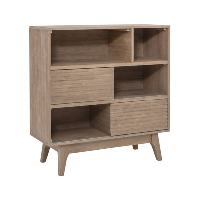 Derrione 38'' H x 36'' W Midcentury Modern Wood Cube Bookcase