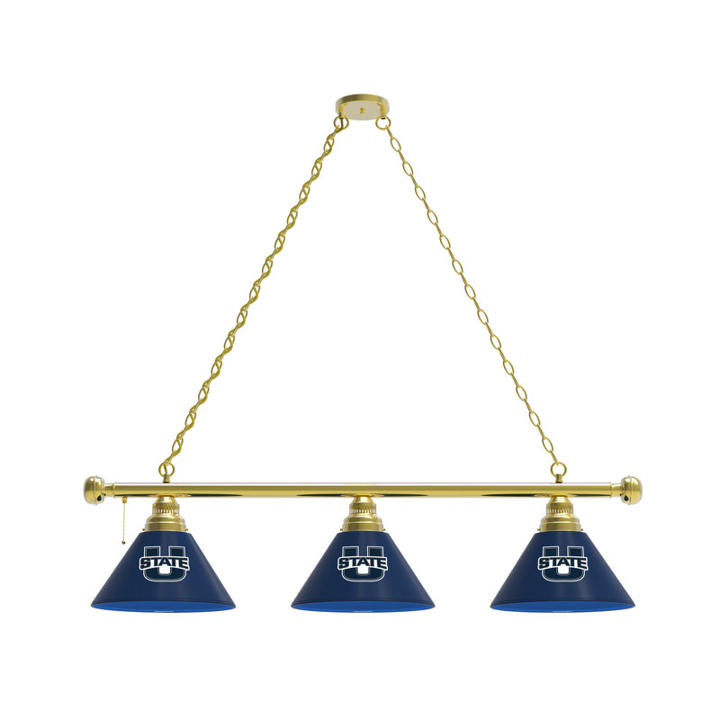 3 - Light Pool Table Lights Pendant, Brass, Utah State Aggies