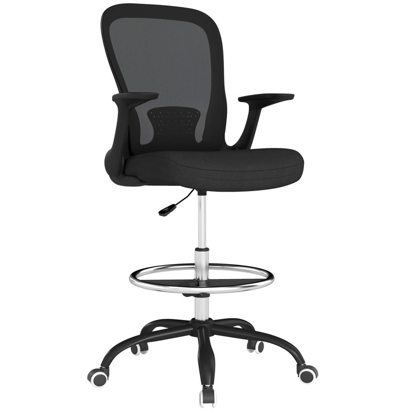 Mesh Drafting Chair, Black, Black