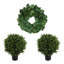 24" Holiday Magnolia Wreath with Two UV Rated Boxwood Drop-Ins