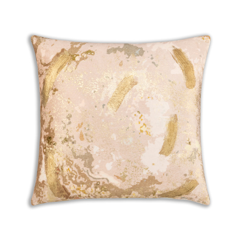 Housse et insert de coussin en velours Lahana, Rosé et ivoire