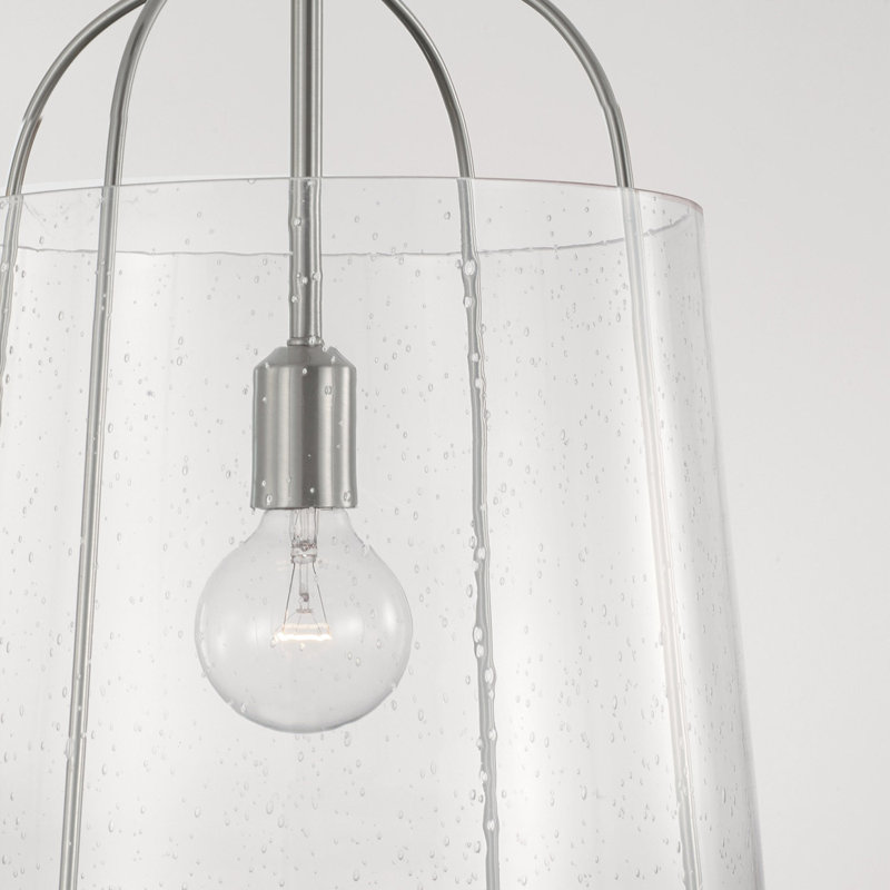 Luminaire suspendu transparent 1 lumière Madison, Nickel brossé