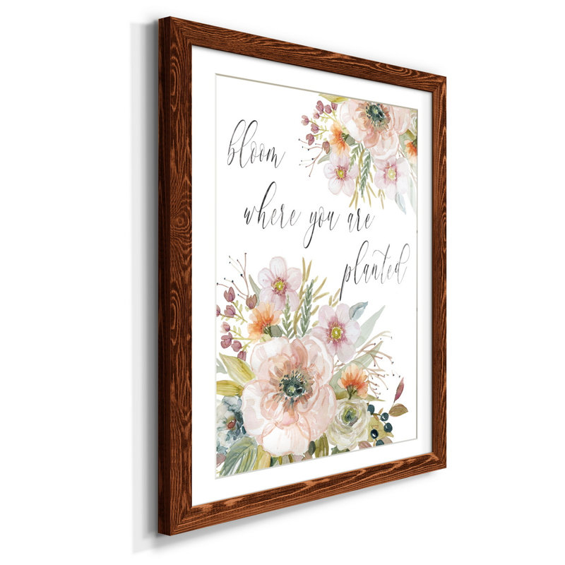 «Peach Bloom I», peinture encadrée sur papier, Érable, H 31,5 po x l 23,5 po x P 1,5 po