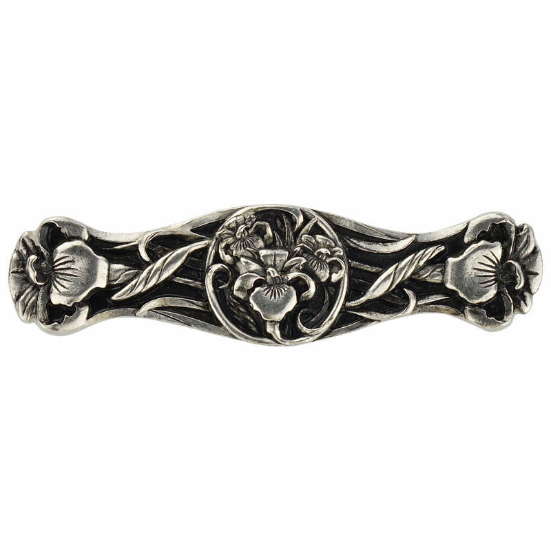 Floral Bar / Handle Pull, Brilliant Pewter