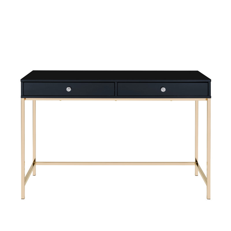 Bureau d'écriture avec deux tiroirs, Noir, noir, noir, noir