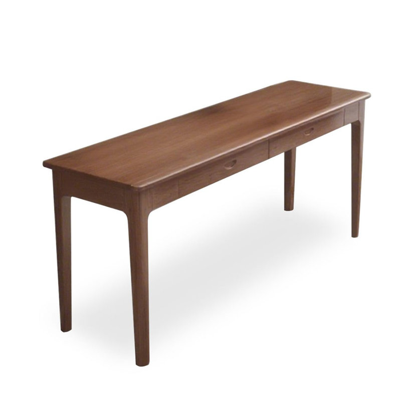 Nut-Brown Rectangular Solid Wood with 3 drawers desk, 29.53" H x 55.12" W x  15.75" D