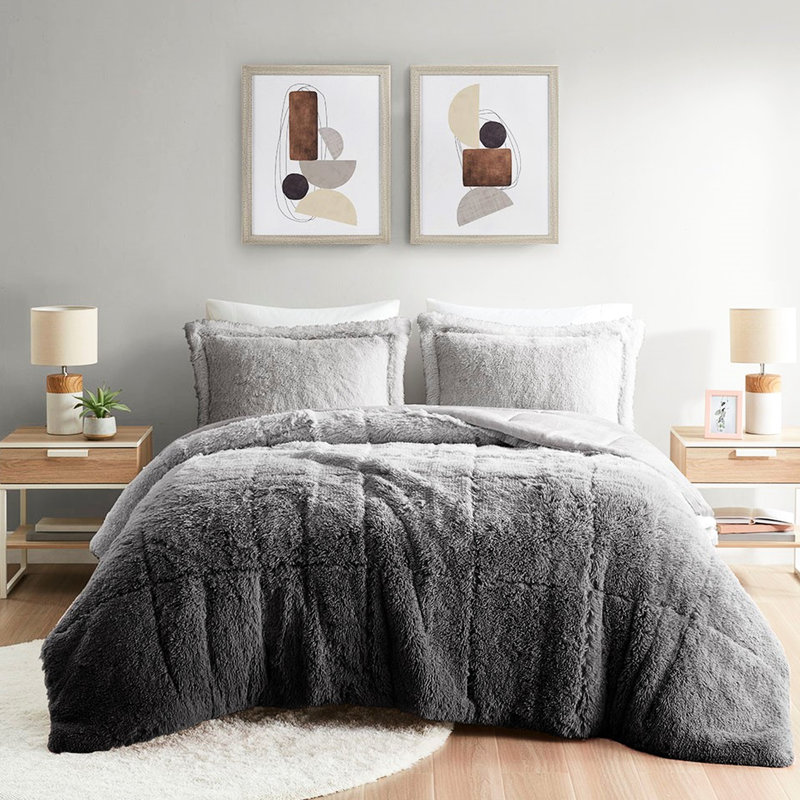 Mini-édredon ombragé gris chaud chaud pour lit double / grand et confortable