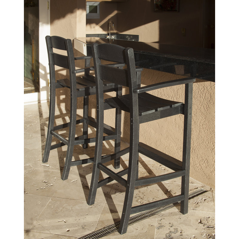 POLYWOOD Classics Bar Arm Chair Set, Black