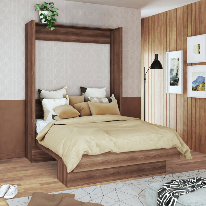 Dekari Storage Murphy Bed, Brown, Queen
