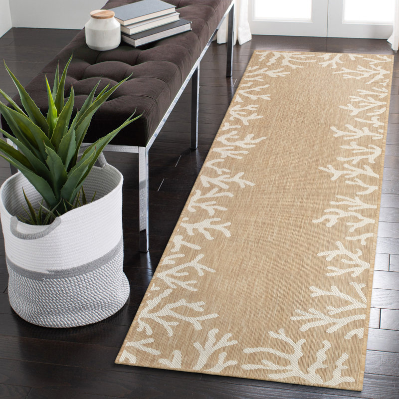 Tapis intérieur / extérieur beige Mancilla, Tapis de couloir : 1 pi 11 po x 7 pi 6 po