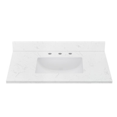 Engineered Stone Single Bathroom Vanity Top With Center Sink