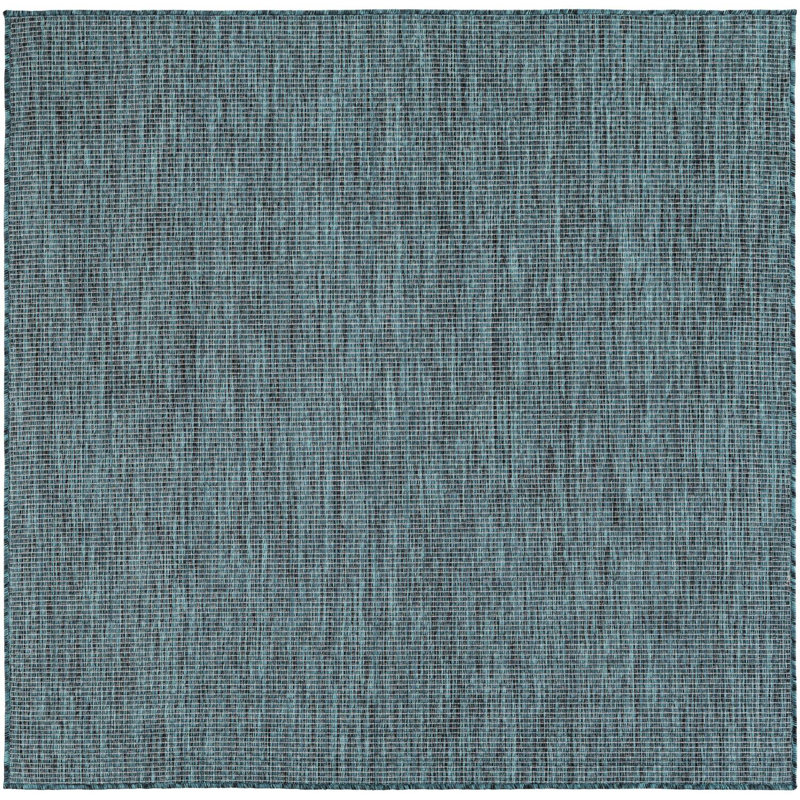 Tapis intérieur / extérieur turquoise Santina, Carré 5 pi 3 po