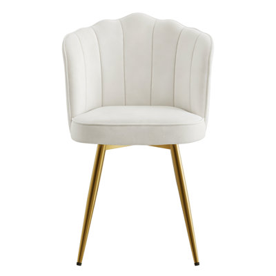 Ensemble de 6 chaises de salle à manger en velours, chaises de salle à manger rembourrées modernes avec pieds en métal doré, chaises de cuisine sans accoudoirs avec dossier incurvé, chaises d'appoint décoratives pour salle à manger, salon, cuisine