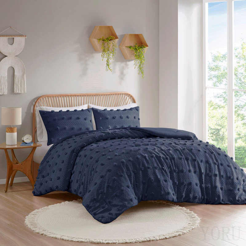 Ensemble d'édredon en jacquard pour lit simple / simple TG, Marine
