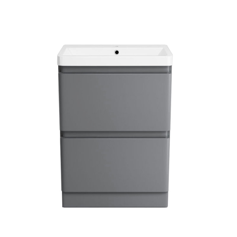 Avarca 600mm Free-standing Single Bathroom Vanity Unit Basin Storage 2 Drawer Cabinet, Gray