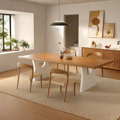 Ensemble de table de salle à manger simple en bois de frêne massif