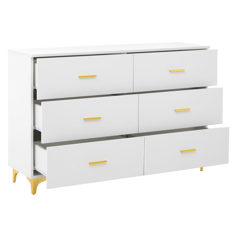 white dresser gold legs Mioa Modern 9Drawer Riumlore to tuck away clothes Pacific Landing Kendall 6-Drawer Dresser