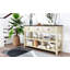 Console avec deux tablettes ouvertes, structure en bois de pin massif et pieds pour le salon