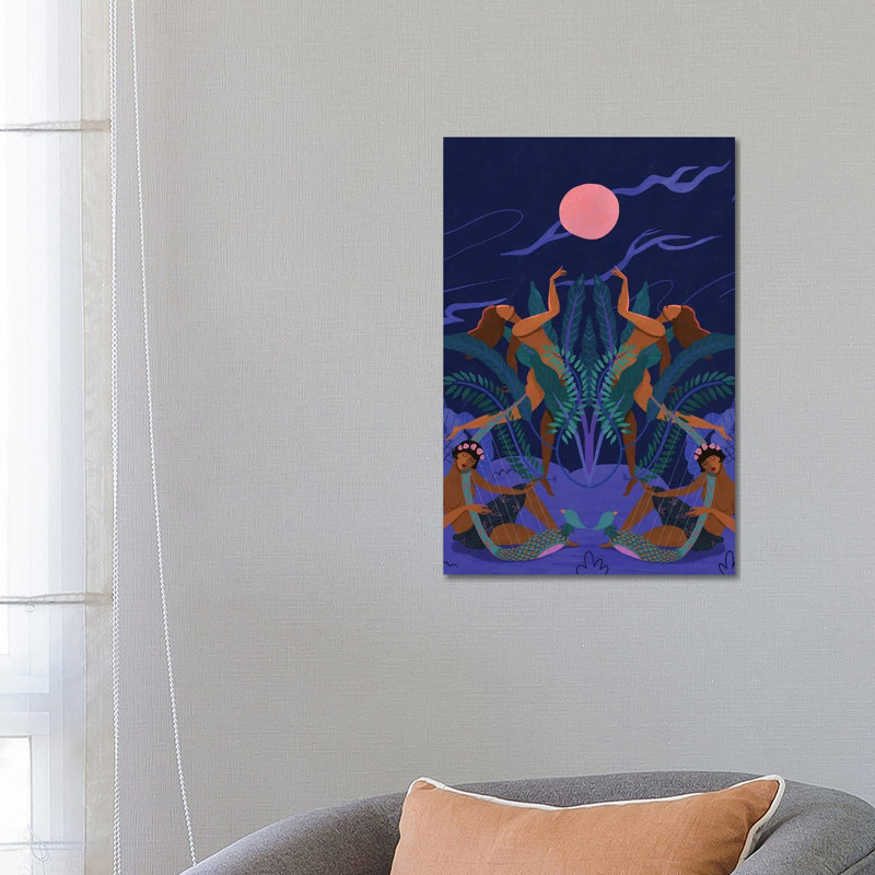 Pink Moon by Arty Guava - Wrapped Canvas Painting, 66.04 cm H x 45.72 cm W x 1.91 cm D