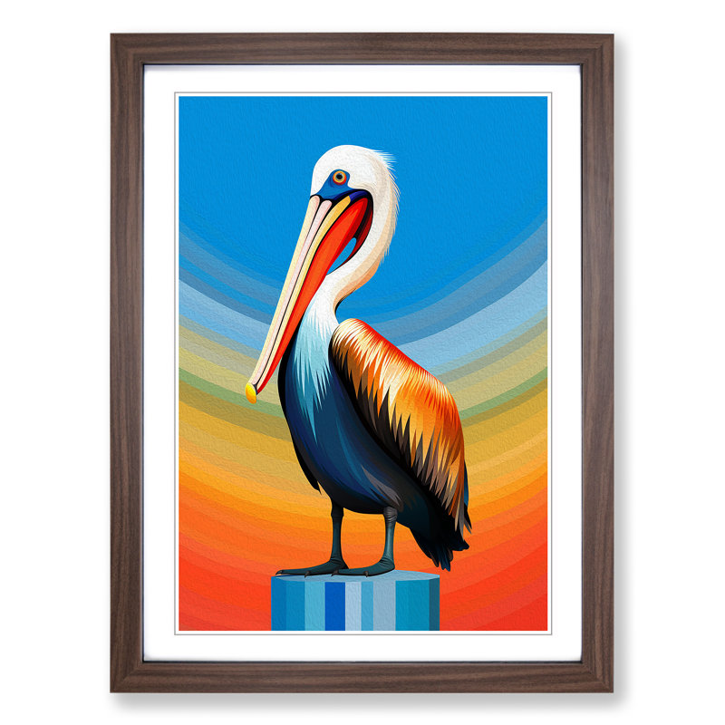 Pelican Op Art - Framed Print, Walnut Framed, 64cm H x 46cm W