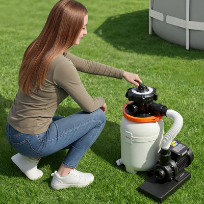 Pompe à sable de 10 po pour piscine hors terre, 0,33 HP 3000 GPH, pompe à sable de piscine avec noyau pré-assemblé et conception résistante aux fuites, valve à 6 voies, filtration à haute efficacité pour piscine