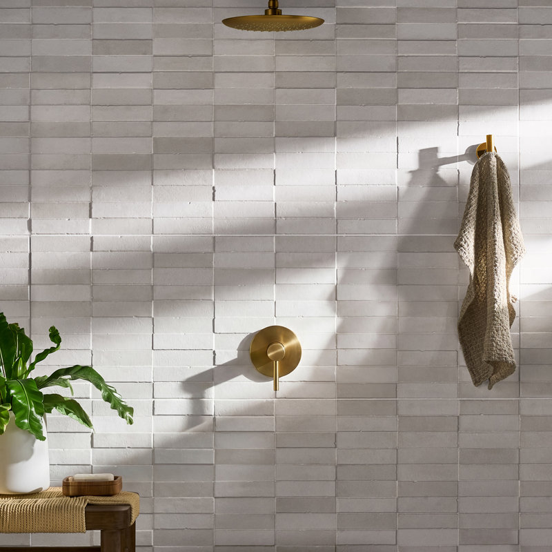 Devi 16x48 Matte Textured Ceramic Tile, Devi Linen White