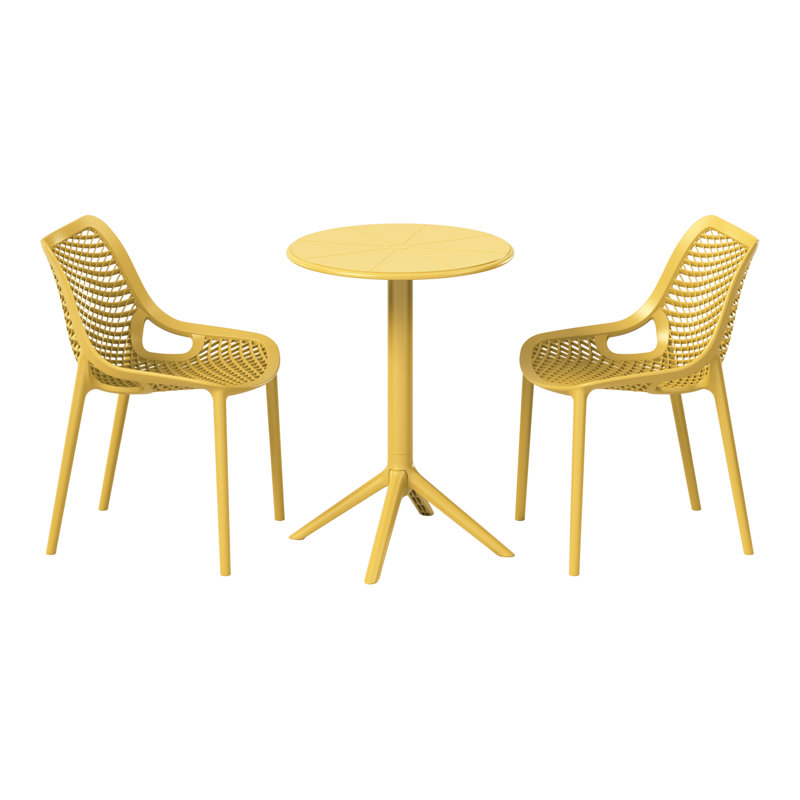 2-Person Outdoor Round Dining Set, Yellow