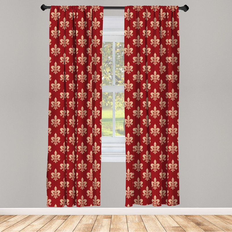 Fleur De Lis Semi-Sheer Rod Pocket Curtain Panels, 28" x 95"