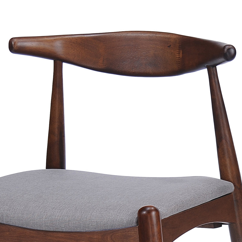 Ensemble de 2 chaises de salle à manger en bois d'hévéa, Gris clair