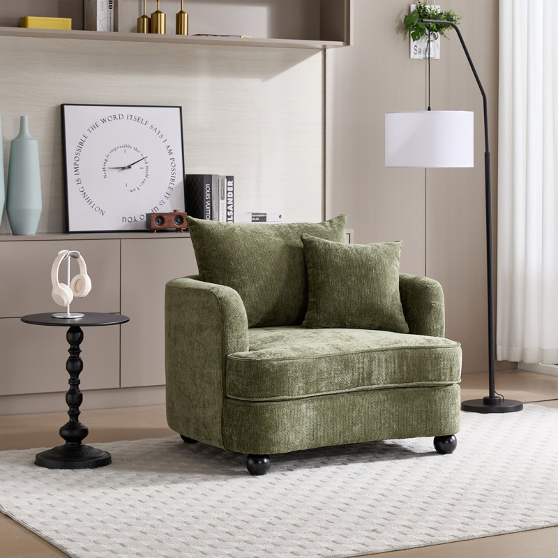 40.2" Chenille Removable Cover Soft Seat Sofa, Green