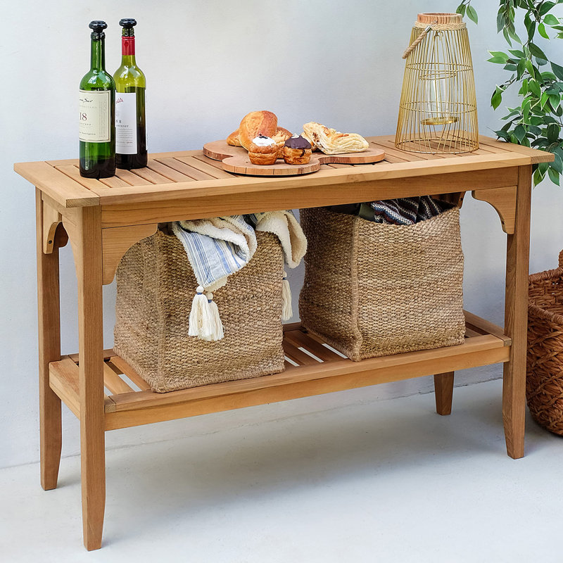 Rech Rectangular Teak Outdoor Buffet & Console Table, Natural Teak