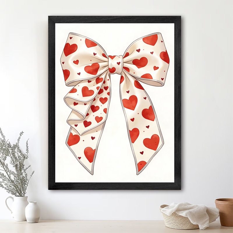 Reproduction encadrée noire de la Saint-Valentin rétro, H 11 po x l 9 po