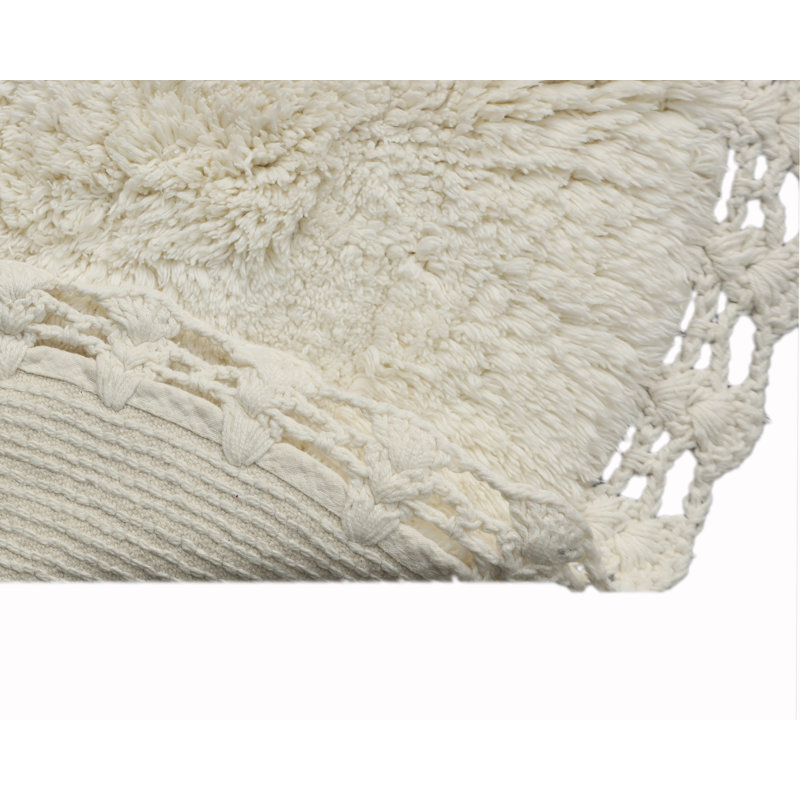 Sasuke 100% Cotton Non-Slip Bath Rug, Ivory