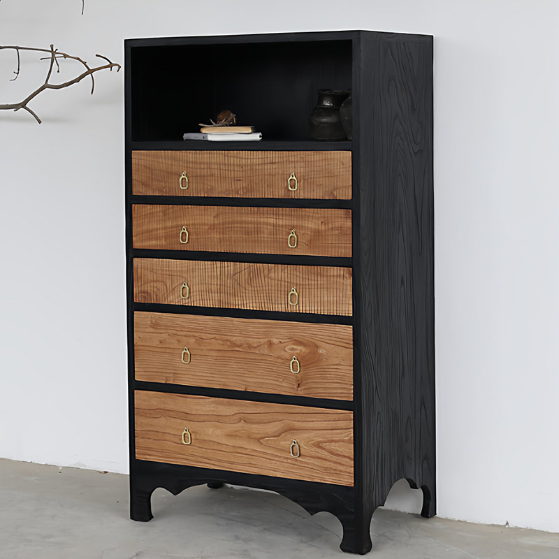 Retro and minimalist style sideboard, Black/Brown
