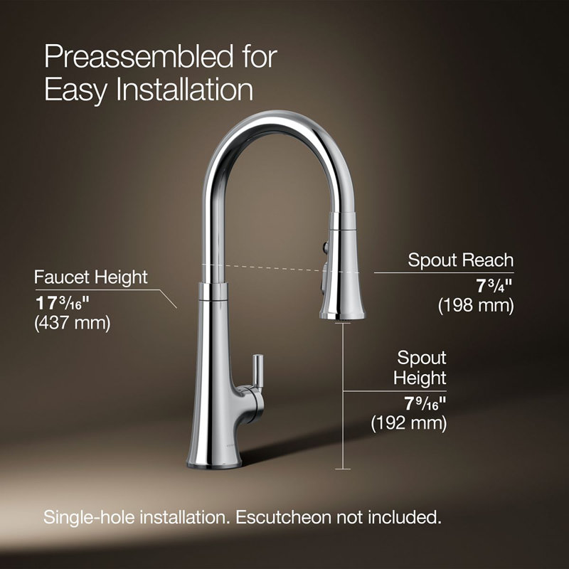 Tone™ Touchless Pull-Down Kitchen Sink Faucet with Voice Activation and Three-Function Sprayhead, Polished Chrome
