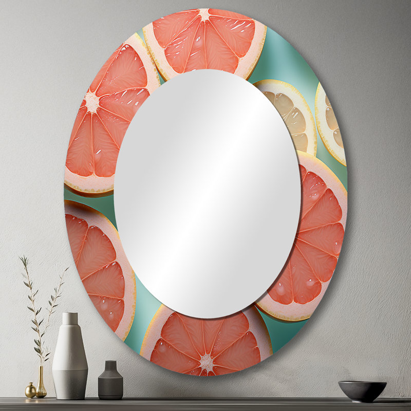 Grapefruit Gradient - Miroir mural ovale traditionnel, 43 po x 33 po