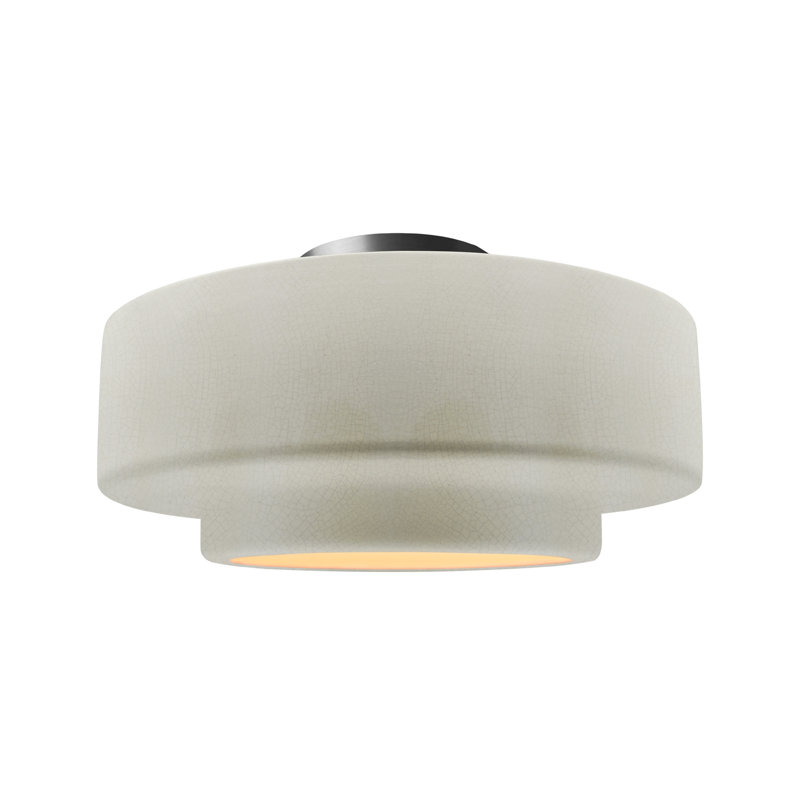 Plafonnier semi-encastré Radiance, H 8 po x l 16,5 po x P 16,5 po, Nickel brossé, Blanc craquelé
