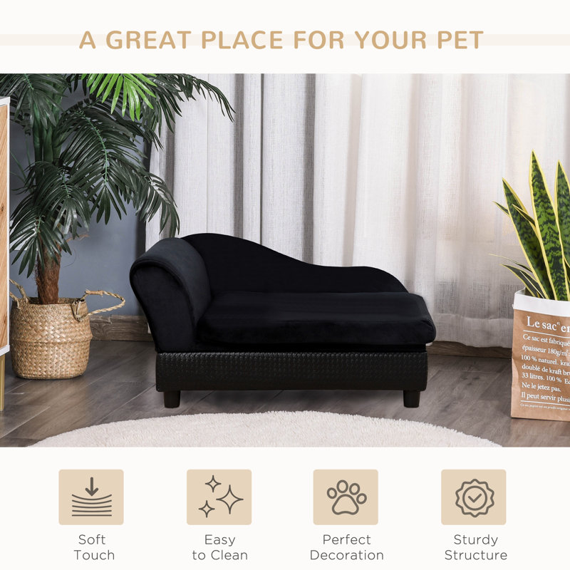 Canapé pour chien avec rangement pour animaux de compagnie, noir, Noir, Small (16.9" H x 17.7" W x 29.9" D)