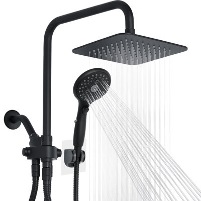 VXV Rainfall Shower Head Combo, 8'' High Pressure Rain Shower Head with 6 Function Handheld Spray, Dual Shower Head Combo with Adjustable Slide Bar