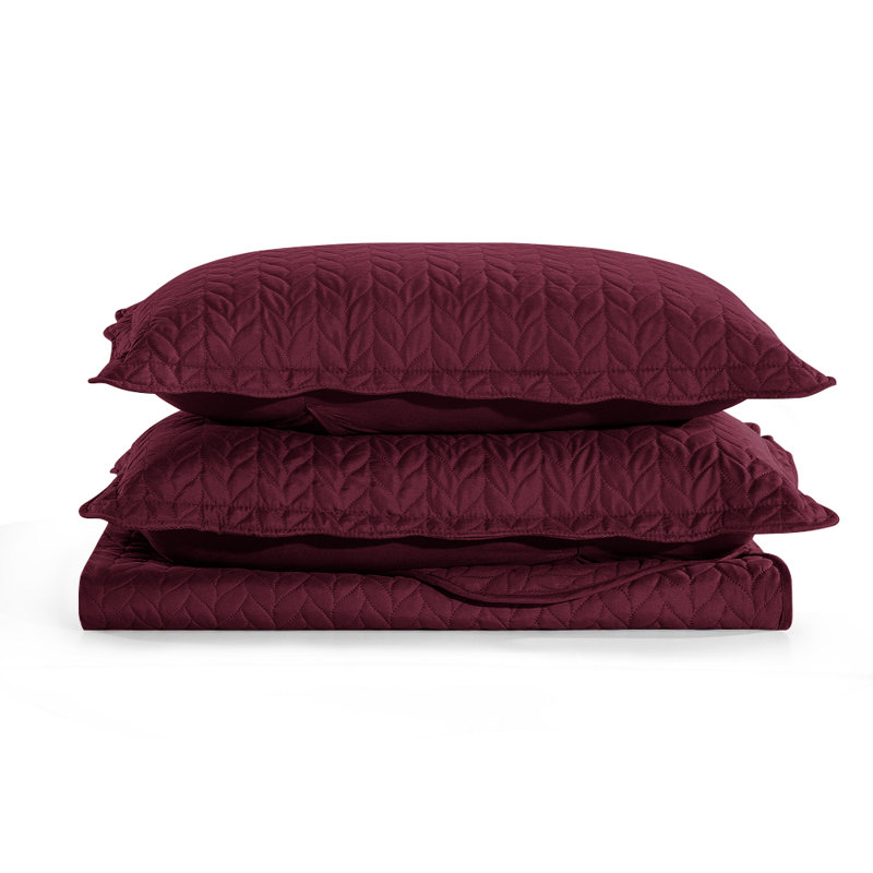 Embossed Bedspread Set For Twin | Hotel-Quality Quilt Set, Burgundy, Twin Bedspread ( 66 x 86 )+ 1 Standard Pillowcases