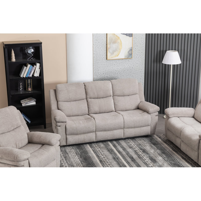 Jozeph 81.5" Chenille Fabric Reclining Sofa, Beige